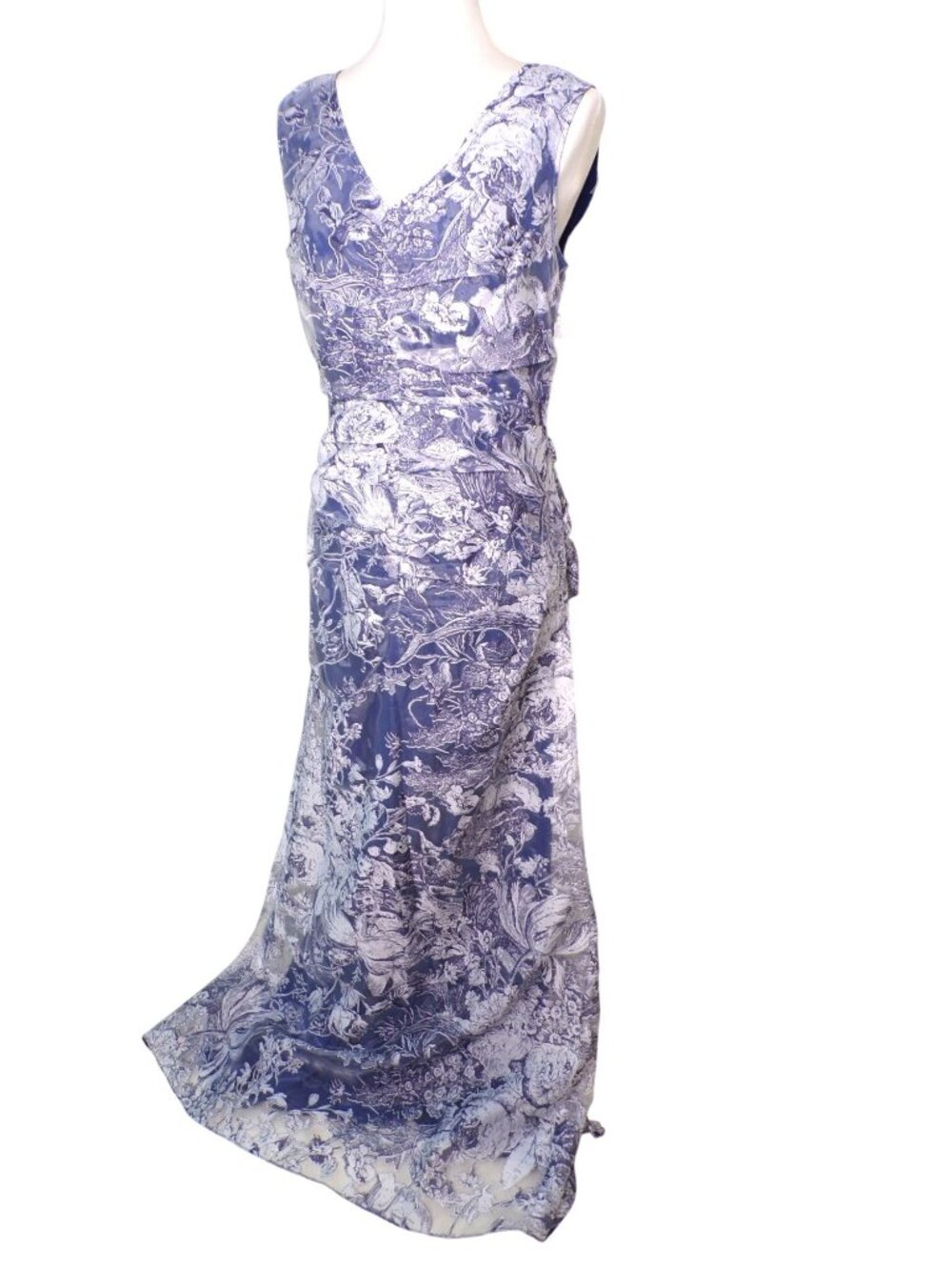 🆕JS COLLECTIONS Maddison Column Shirred Gown Dress Blue 6 - Picture 8 of 16